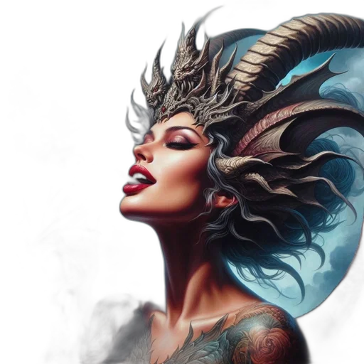dragon, face, fantasy art, photorealistic, concept art, comic book art, dark, blue transparent PNG cut-out