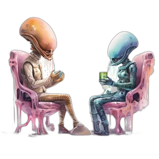 robot, furniture, concept art, fantasy art, comic book art, pixel art, outer space, two transparent PNG cut-out