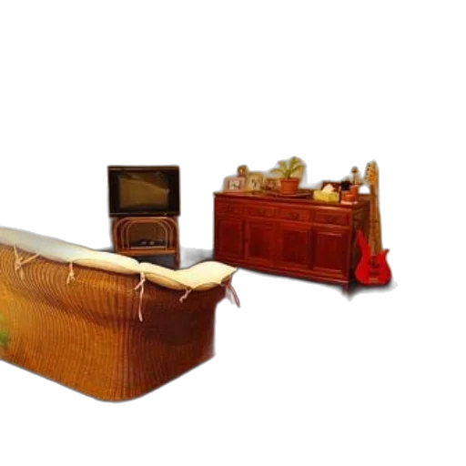 furniture, 3d render, photorealistic, cozy, living, room, wicker, sofas transparent PNG cut-out