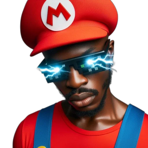 face, mask, hat, weapon, concept art, pixel art, 3d render, comic book art transparent PNG cut-out