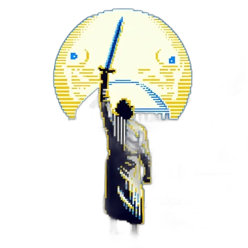 umbrella, staff, sword, robot, pixel art, vaporwave, concept art, anime transparent PNG cut-out