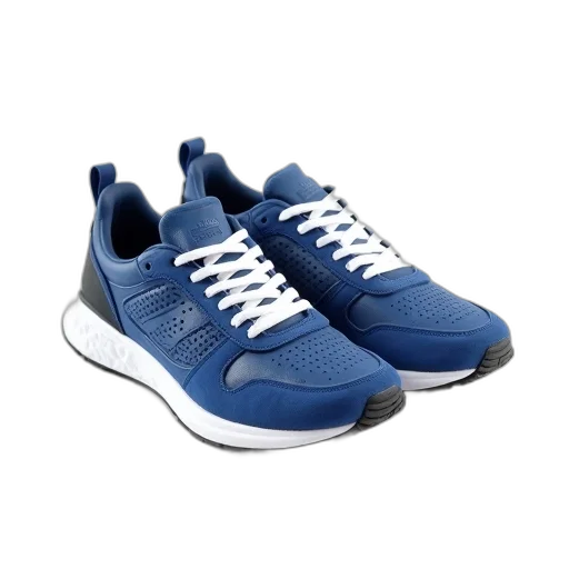 shoes, 3d render, blue, pair, white, sneakers, perforations, upper transparent PNG cut-out