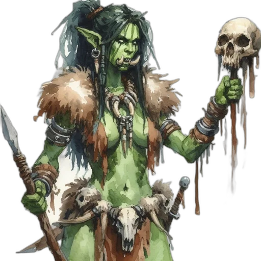 staff, concept art, fantasy art, comic book art, pixel art, green, green-skinned, character transparent PNG cut-out