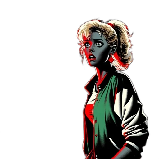 jacket, comic book art, concept art, cartoon, pixel art, neon lights, outer space, dark transparent PNG cut-out