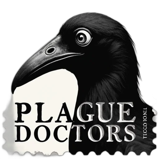 black, white, image, bird, beak, eye, resembling, plague transparent PNG cut-out