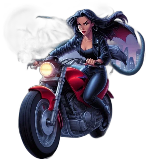 fantasy art, comic book art, concept art, pixel art, woman, wearing, black, leather transparent PNG cut-out