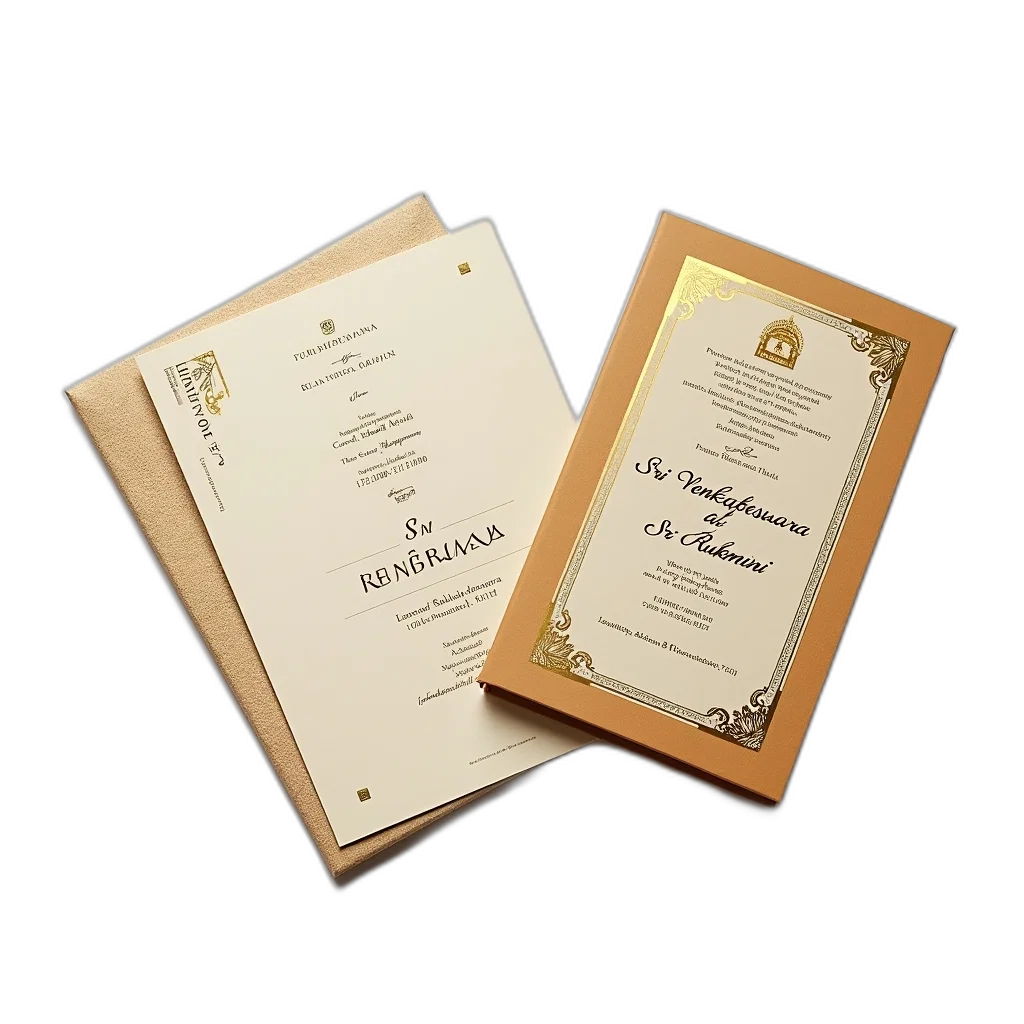 close-up, view, wedding, invitation, card, brown, cover, white transparent PNG cut-out