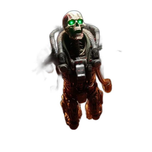 robot, creature, mask, staff, 3d render, concept art, cyberpunk, pixel art transparent PNG cut-out