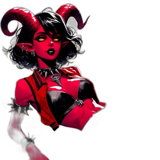concept art, comic book art, fantasy art, pixel art, red, dark, striking, woman transparent PNG cut-out