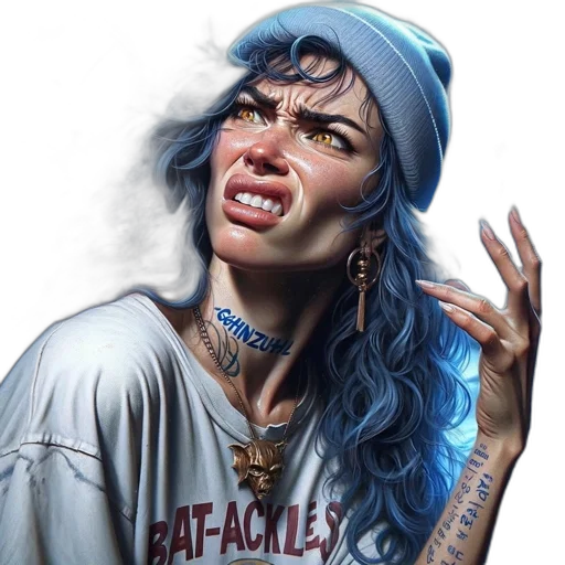 face, jewelry, photorealistic, comic book art, fantasy art, concept art, neon lights, blue transparent PNG cut-out
