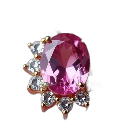 jewelry, crown, close-up, image, pink, gemstone, surrounded, halo transparent PNG cut-out