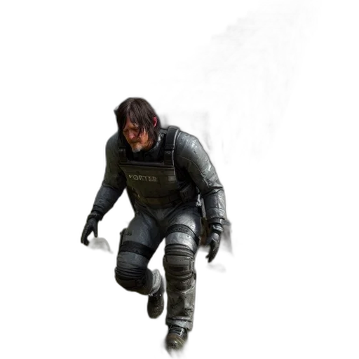 jacket, creature, weapon, concept art, 3d render, pixel art, comic book art, soldierly transparent PNG cut-out
