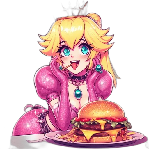 food, dress, pixel art, vaporwave, concept art, cartoon, animated, princess transparent PNG cut-out