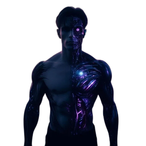 robot, creature, face, cyberpunk, concept art, 3d render, comic book art, neon lights transparent PNG cut-out