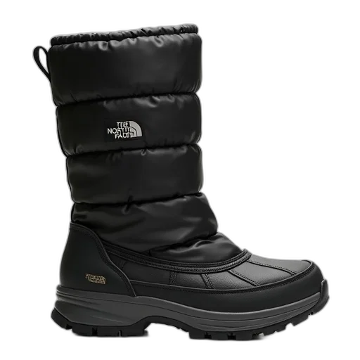 shoes, black, puffy, insulated, winter, boot, tall, shaft transparent PNG cut-out