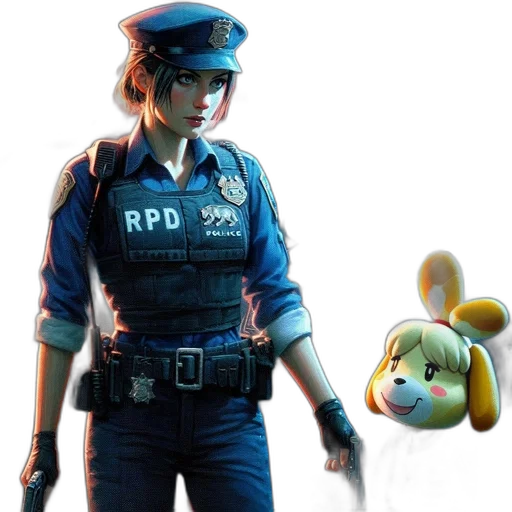 staff, weapon, animal, concept art, 3d render, cyberpunk, photorealistic, police transparent PNG cut-out