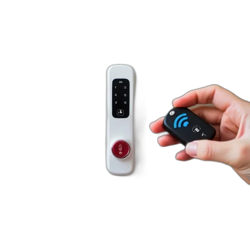 white, electronic, door, lock, red, button, digital, display transparent PNG cut-out