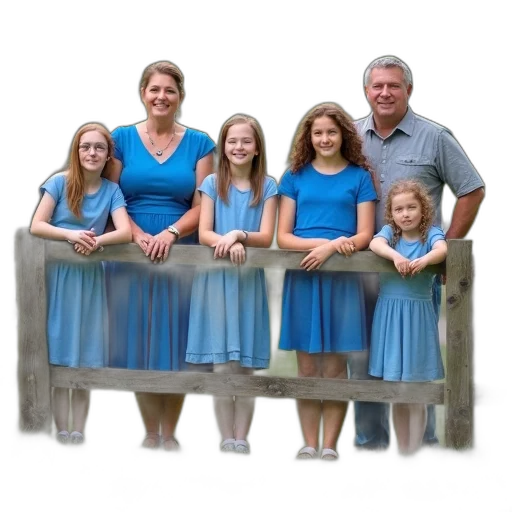 dress, blue, group, people, including, children, adults, standing transparent PNG cut-out