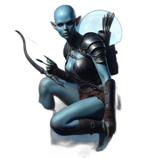 robot, staff, concept art, fantasy art, comic book art, cyberpunk, blue, dark transparent PNG cut-out