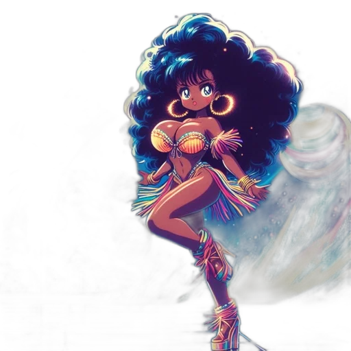 concept art, comic book art, fantasy art, anime, vibrant, character, curly, hair transparent PNG cut-out