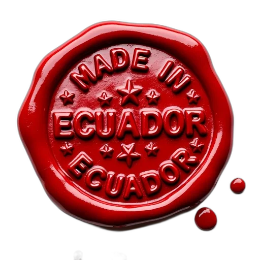 food, 3d render, red, seal, words, made, ecuador, star transparent PNG cut-out