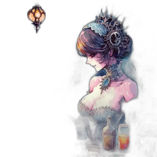 dress, crown, face, mask, fantasy art, concept art, watercolor, pixel art transparent PNG cut-out