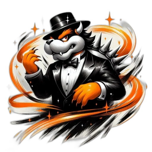 cartoon, concept art, anthropomorphic, creature, fierceness, wears, formal, attire transparent PNG cut-out