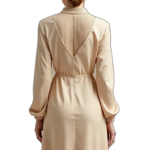 dress, jacket, earth tones, back, beige, long-sleeved, pleated, design transparent PNG cut-out