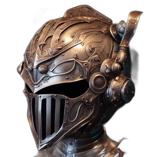 mask, weapon, sword, robot, concept art, 3d render, fantasy art, photorealistic transparent PNG cut-out