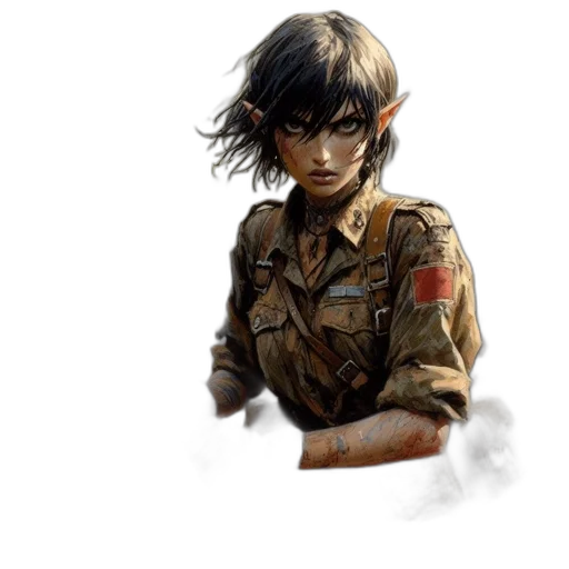 weapon, jacket, face, staff, concept art, comic book art, fantasy art, photorealistic transparent PNG cut-out