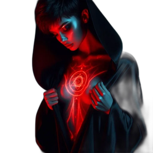 jacket, mask, robot, dress, cyberpunk, concept art, fantasy art, 3d render transparent PNG cut-out