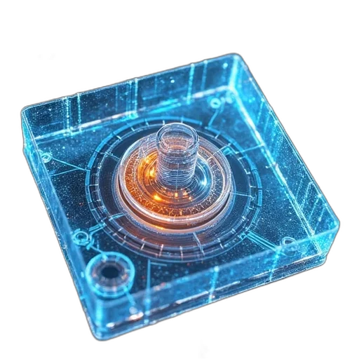 weapon, robot, jewelry, 3d render, cyberpunk, concept art, blue, computer transparent PNG cut-out