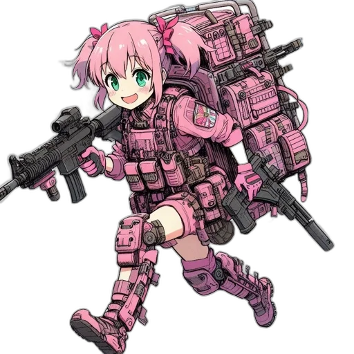 weapon, robot, animal, cyberpunk, pixel art, concept art, anime, animated transparent PNG cut-out