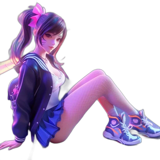 jacket, shoes, concept art, anime, vaporwave, 3d render, neon lights, neon transparent PNG cut-out
