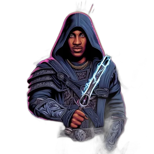 sword, weapon, jacket, staff, concept art, pixel art, comic book art, fantasy art transparent PNG cut-out