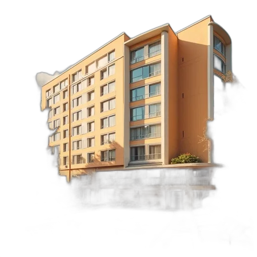 building, 3d render, photorealistic, concept art, pencil sketch, holiday, inn, hotel transparent PNG cut-out