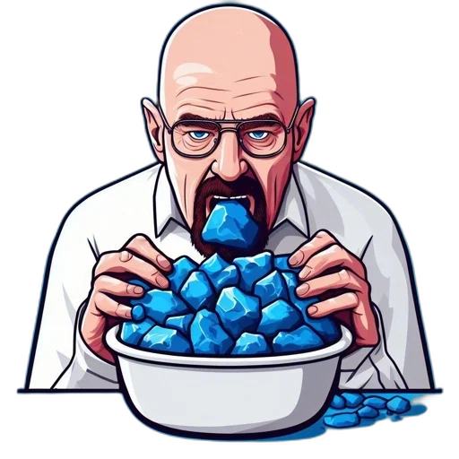 food, pixel art, comic book art, concept art, blue, man, glasses, holds transparent PNG cut-out