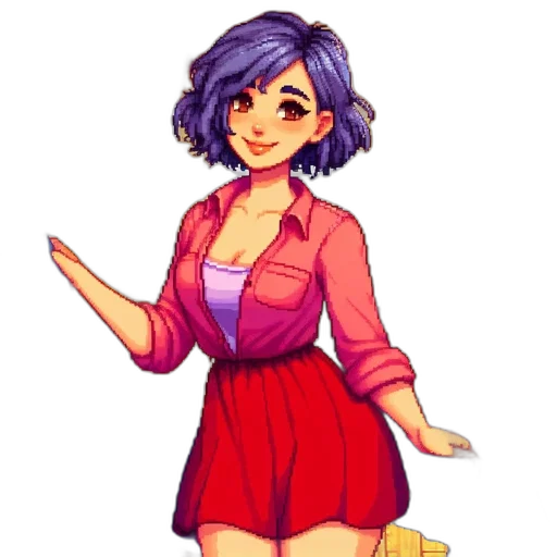 dress, staff, jacket, pixel art, concept art, anime, vaporwave, colorful transparent PNG cut-out