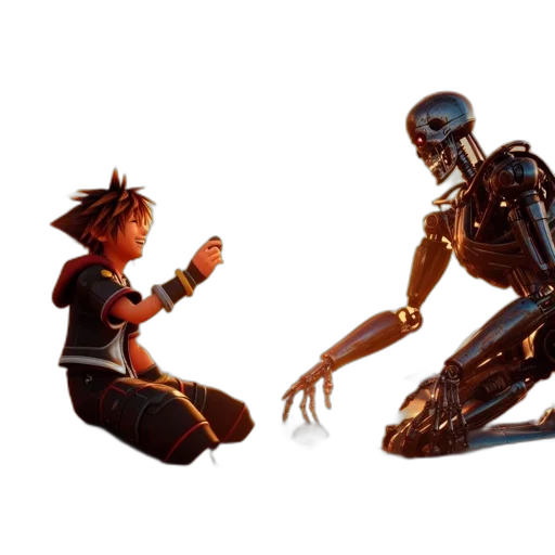 robot, concept art, 3d render, pixel art, comic book art, outer space, fire, animated transparent PNG cut-out