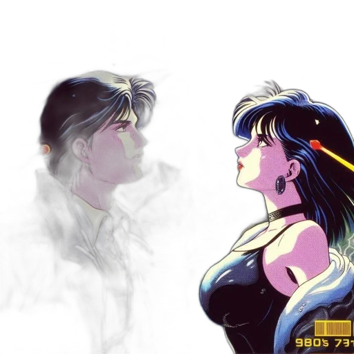 concept art, vaporwave, cyberpunk, anime, neon lights, fire, outer space, fog transparent PNG cut-out