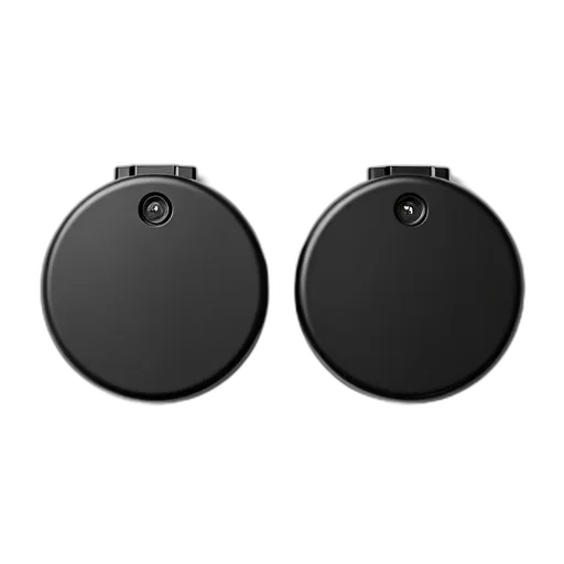 hat, 3d render, two, identical, black, circular, battery, packs transparent PNG cut-out