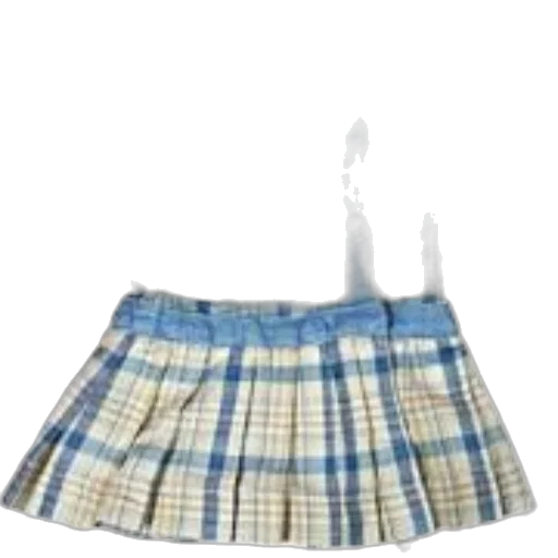 dress, shoes, 3d render, vintage-style, blue, plaid, pattern, pleated transparent PNG cut-out