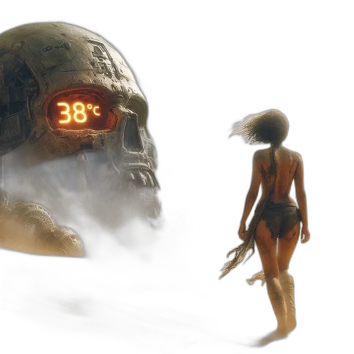 robot, mask, concept art, cyberpunk, fantasy art, 3d render, fog, snow transparent PNG cut-out