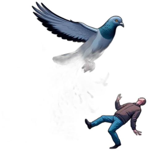concept art, pixel art, 3d render, photorealistic, incident, unfolds, where, pigeon transparent PNG cut-out