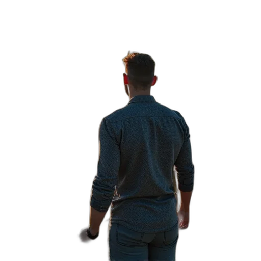jacket, staff, robot, hair, 3d render, concept art, photorealistic, pixel art transparent PNG cut-out