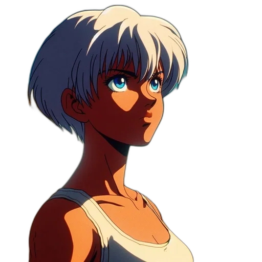 face, robot, dress, staff, anime, concept art, cartoon, pixel art transparent PNG cut-out
