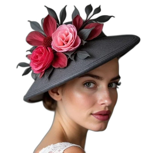 hat, crown, flower, photorealistic transparent PNG cut-out