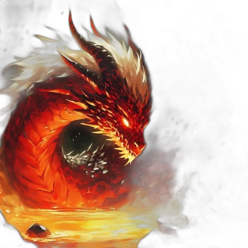 dragon, fantasy art, concept art, photorealistic, 3d render, fire, fiery, emerges transparent PNG cut-out