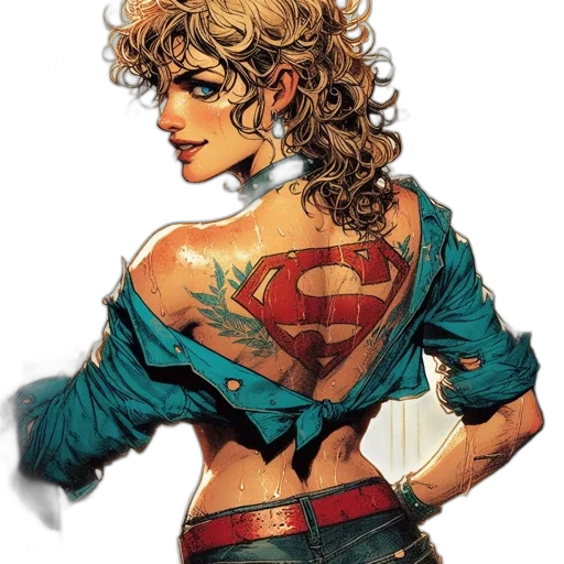 jewelry, comic book art, concept art, fantasy art, cartoon, woman, soaked, shirt transparent PNG cut-out