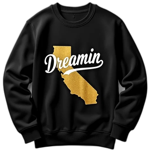 black, sweatshirt, graphic, design, featuring, state, california, gold transparent PNG cut-out